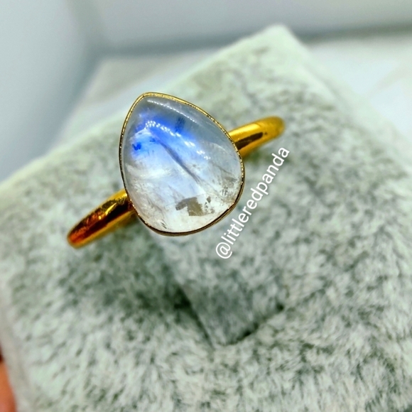 Genuine Moonstone teardrop GP ring - Picture 1 of 7